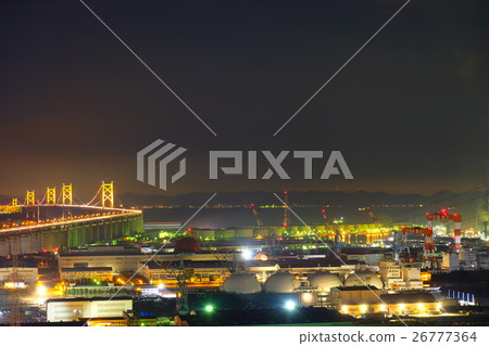 從聖寺山（Saint Terayama）看到的瀨戶大橋（Seto Ohashi）橋被照亮了 26777364