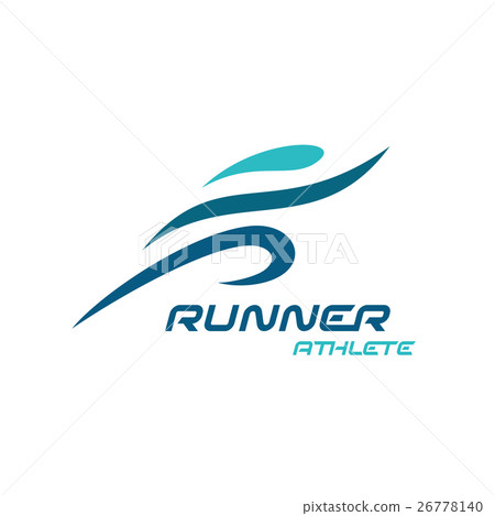 Runner logo. Fast simple stylized athlete figure. 26778140