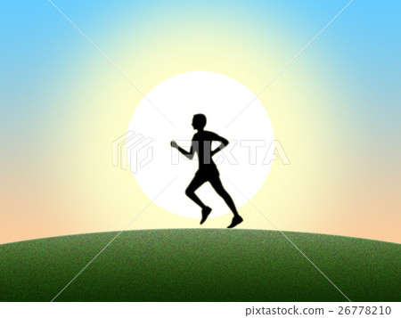 Shining sun and jogging men's silhouette Shining sun and jogging men's silhouette 26778210