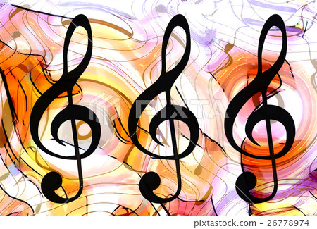 abstract set of music clefs and lines with notes 26778974