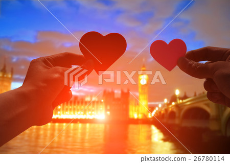 silhouette of romantic lovers hand 26780114