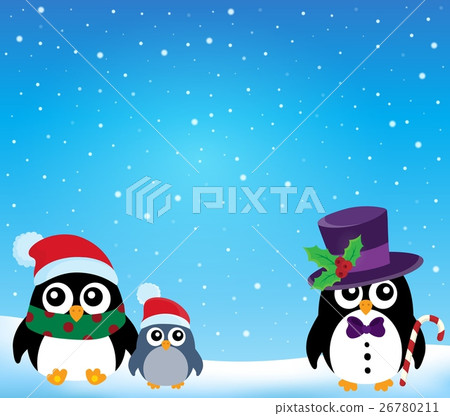 Stylized Christmas penguins theme 1 Stylized Christmas penguins theme 1 26780211