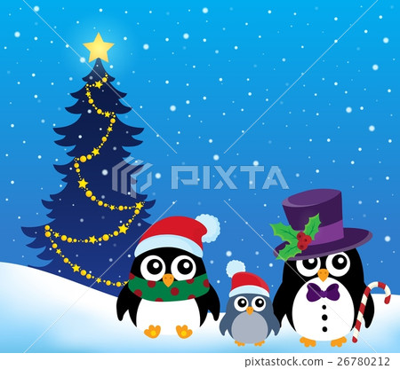 Stylized Christmas penguins theme 2 Stylized Christmas penguins theme 2 26780212