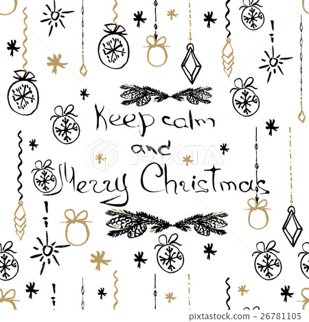 Christmas hand drawn seamless pattern. - Stock Illustration [26781105 ...