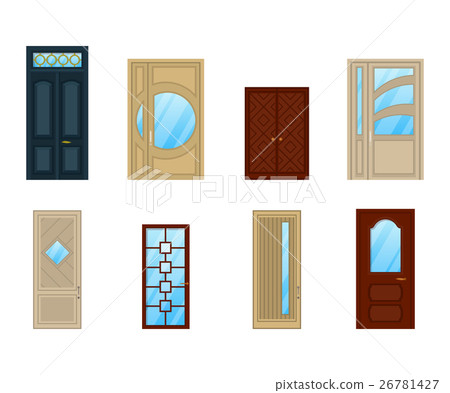 Set of doors with glass or windows design Set of doors with glass or windows design 26781427