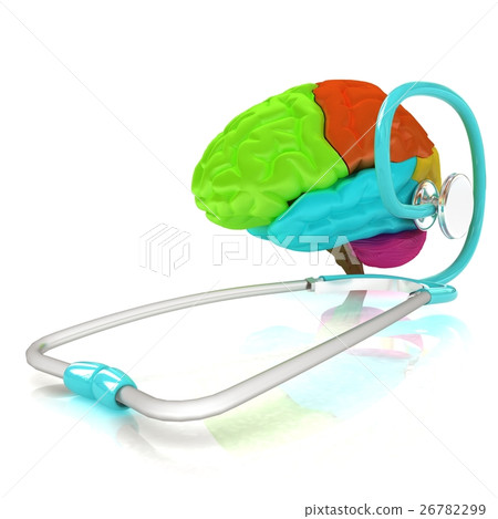 stethoscope and brain. 3d illustration 26782299