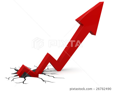 Red arrow out of broken ground Red arrow out of broken ground 26782490