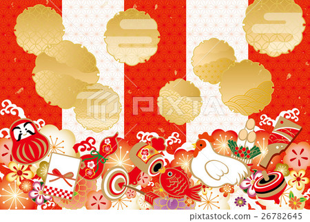 2017新年的紅色和白色雲雪環 26782645