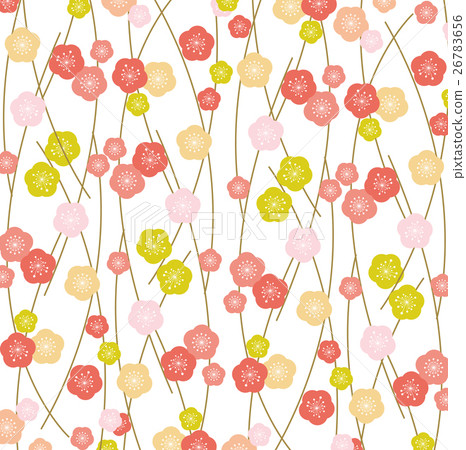 Red plum white plum background material - Stock Illustration [26783656 ...