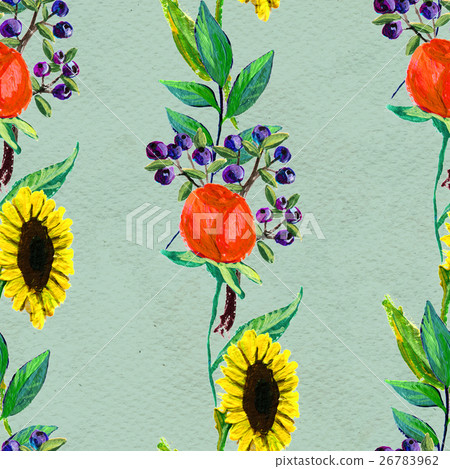 Seamless pattern with flowers and berries Seamless pattern with flowers and berries 26783962