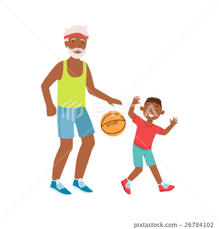 Grandfather And Grandson Playing Basketball, Part Grandfather And Grandson Playing Basketball, Part 26784102