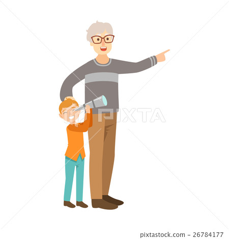 Grandfather And Grandson Looking Through Telescope Grandfather And Grandson Looking Through Telescope 26784177