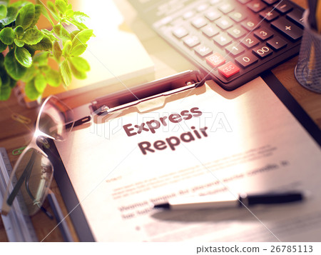 Express Repair Concept on Clipboard. 3D. 26785113