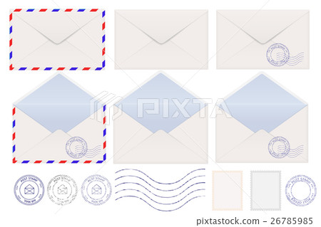 Set of envelopes. Blank, stamped, airmail 26785985