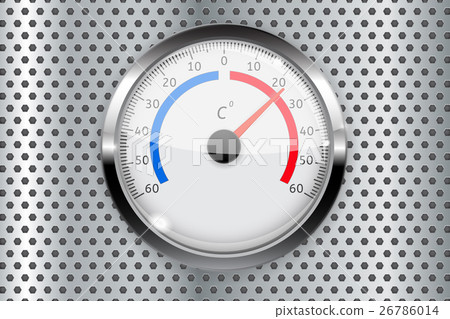 Thermometer with metal frame on perforated Thermometer with metal frame on perforated 26786014