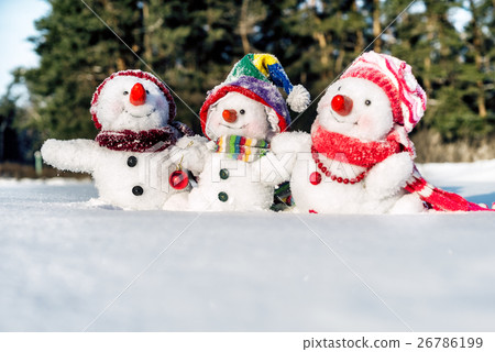 Happy snowman family 26786199