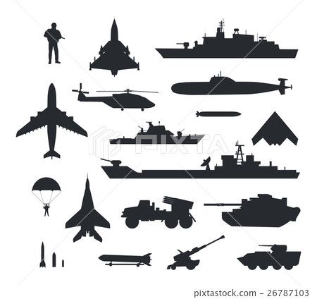 Set of Military Armament Vector Silhouettes 26787103