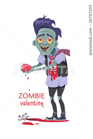 Zombie Valentine Man Flat Vector Illustration Zombie Valentine Man Flat Vector Illustration 26787205