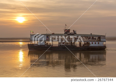 Old River Boat - Irrawaddy River - Myanmar Old River Boat - Irrawaddy River - Myanmar 26787344