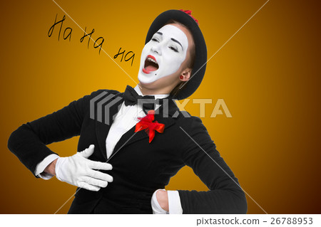 Portrait of the surprised and joyful mime with 26788953