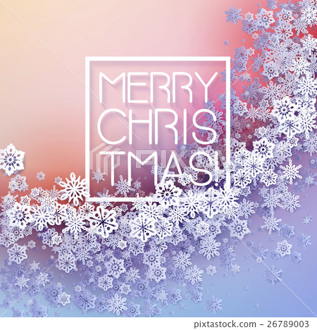 Round snow frame with Merry Christmas text. 26789003