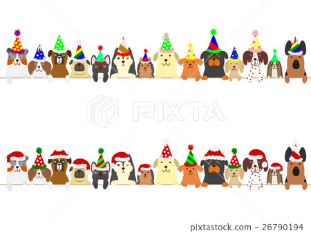 一隻小狗和一隻大狗的邊界設置派對聖誕節 26790194
