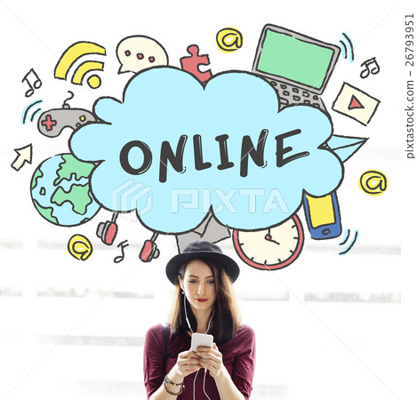 Cloud Bubble Technology Sketch Doodle Concept 26793951