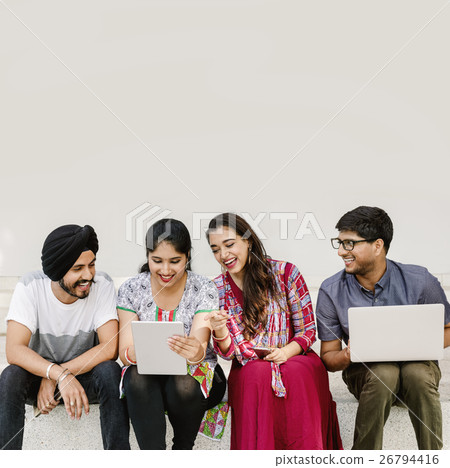 Indian Community Togetherness Technology Concept Indian Community Togetherness Technology Concept 26794416