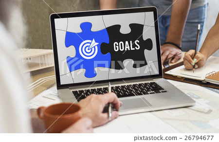 Achievement Success Goals Target Jigsaw Puzzle Concept 26794677