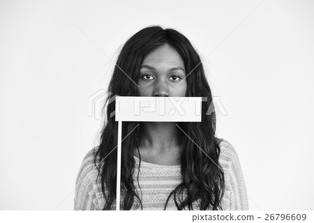 African Descent Covering Mouth Voiceless Concept African Descent Covering Mouth Voiceless Concept 26796609