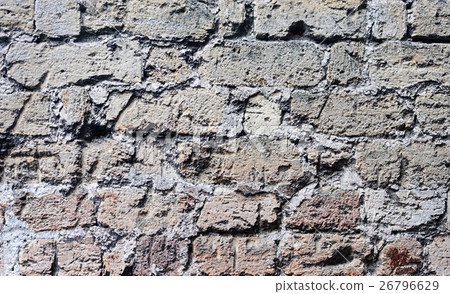 Old wall of scratched bricks 26796629