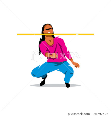 Vector Girl playing limbo. Cartoon Illustration. Vector Girl playing limbo. Cartoon Illustration. 26797426