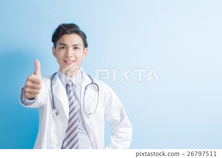 Male doctor show thumb up Male doctor show thumb up 26797511