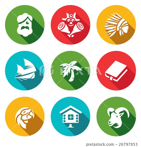 Vector Set of Life on Desert Island Icons. Vector Set of Life on Desert Island Icons. 26797853