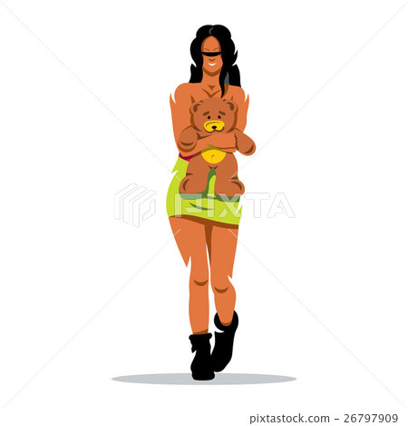 Vector Woman with Teddy Bear Vector Woman with Teddy Bear 26797909