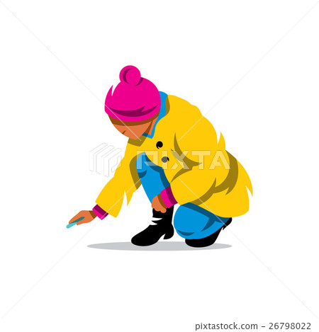 Vector Girl draws a chalk on asphalt Vector Girl draws a chalk on asphalt 26798022