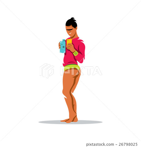 Vector Selfie Girl Cartoon Illustration. Vector Selfie Girl Cartoon Illustration. 26798025