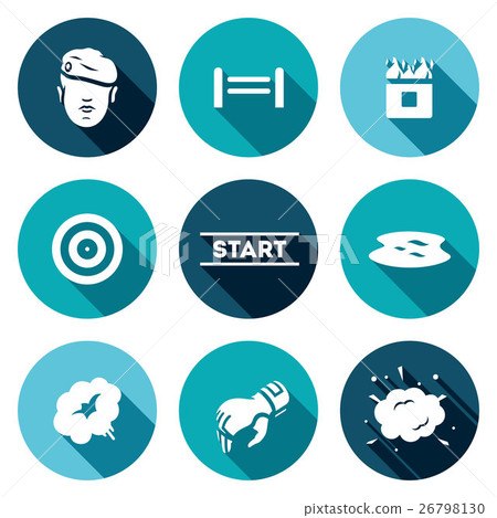 Vector Set of Military Training Camp Icons. Vector Set of Military Training Camp Icons. 26798130