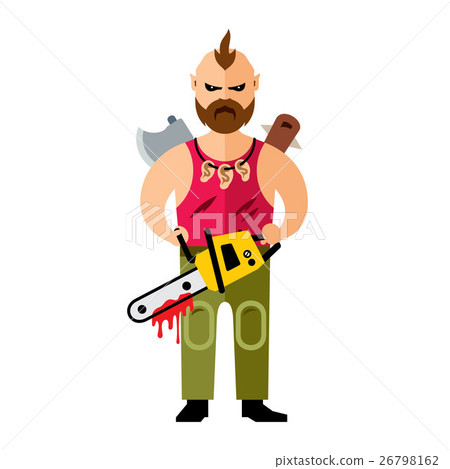 Vector Comic Crazy maniac. Halloween Scene.  26798162