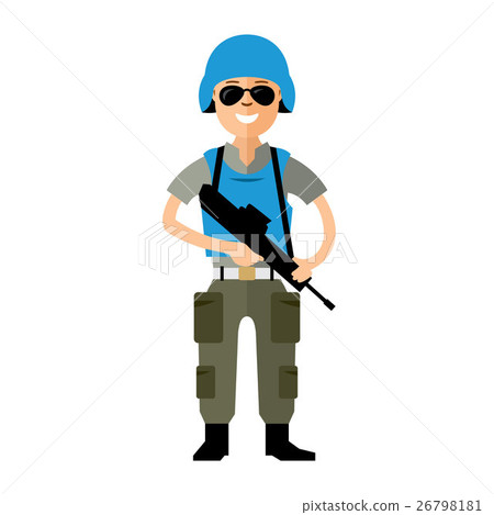 Vector Peacemaker in blue helmet. Vector Peacemaker in blue helmet. 26798181