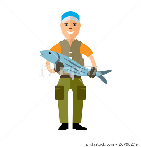 Vector Fishing concept. Fisherman with big fish. Vector Fishing concept. Fisherman with big fish. 26798279