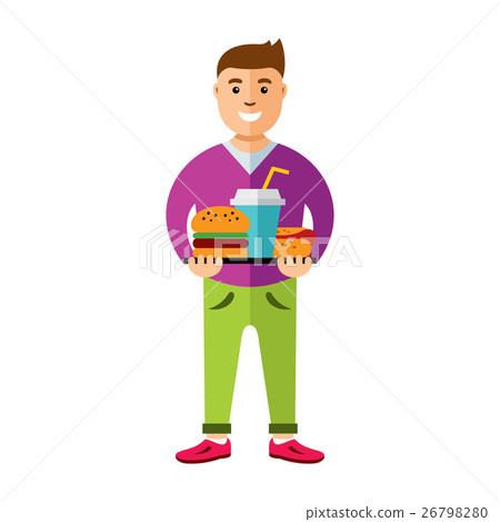 Vector Happy hipster man with hamburger 26798280