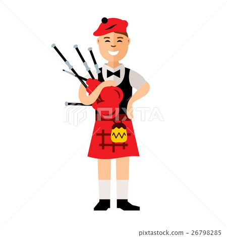 Vector Scottish bagpiper. Flat style colorful  26798285