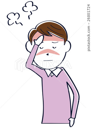 Cute man in line drawing Gentle and serious Heavy upper body heating 26801724