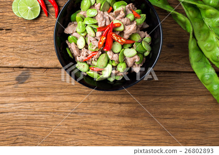 Thai Food Fired Parkia speciosa beans Pad Sa Tor 26802893