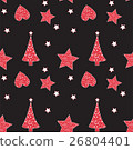 Seamless pattern with Christmas tree, heart, star 26804401