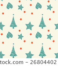 Seamless pattern with Christmas tree, heart, star 26804402