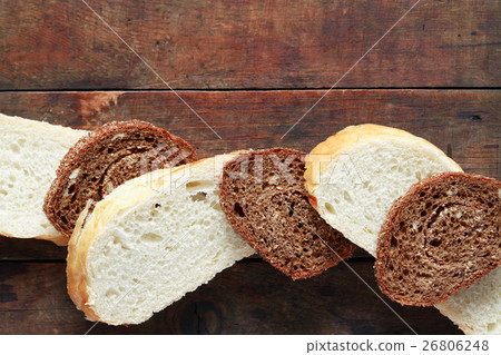 Sliced Bread On Wood Sliced Bread On Wood 26806248