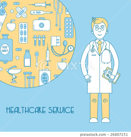 Medical service, health line design with doctor Medical service, health line design with doctor 26807251