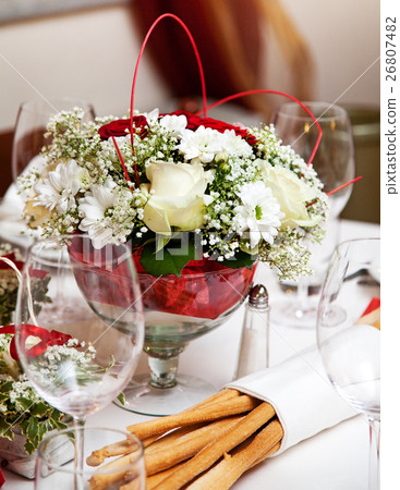Banquet table setting. 26807482